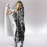 Mix Adinkra Hooded Blanket Black Pattern
