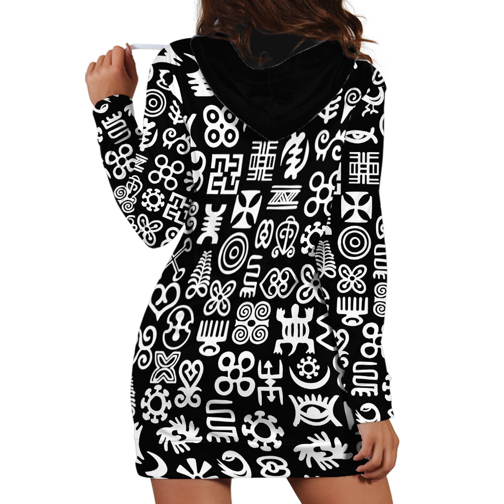 Mix Adinkra Hoodie Dress Black Pattern - Wonder Print Shop
