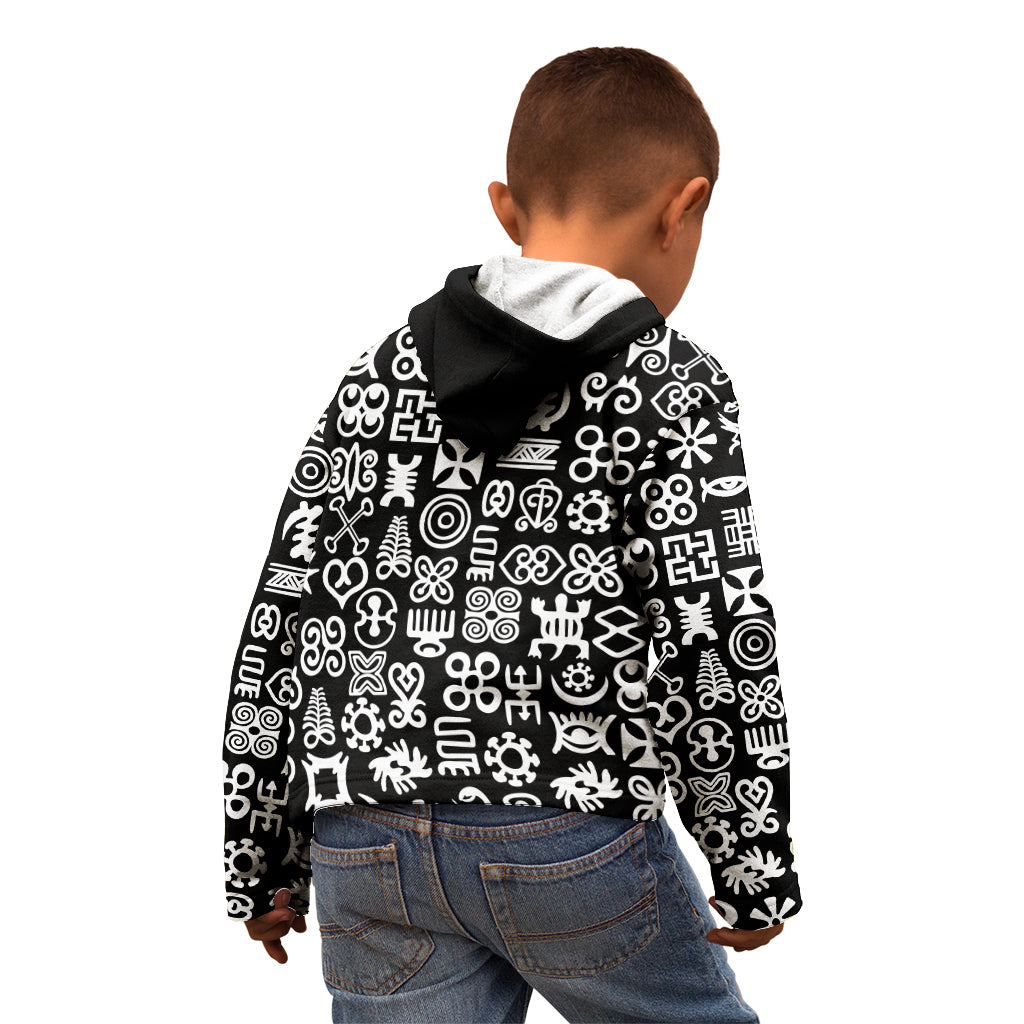 Mix Adinkra Kid Hoodie Black Pattern - Wonder Print Shop