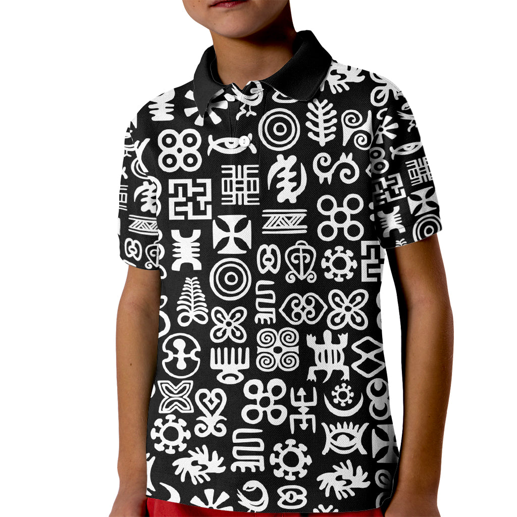 Mix Adinkra Kid Polo Shirt Black Pattern - Wonder Print Shop