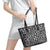 Mix Adinkra Leather Tote Bag Black Pattern - Wonder Print Shop