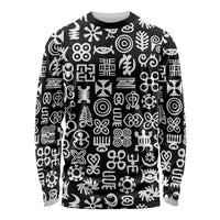 Mix Adinkra Long Sleeve Shirt Black Pattern - Wonder Print Shop