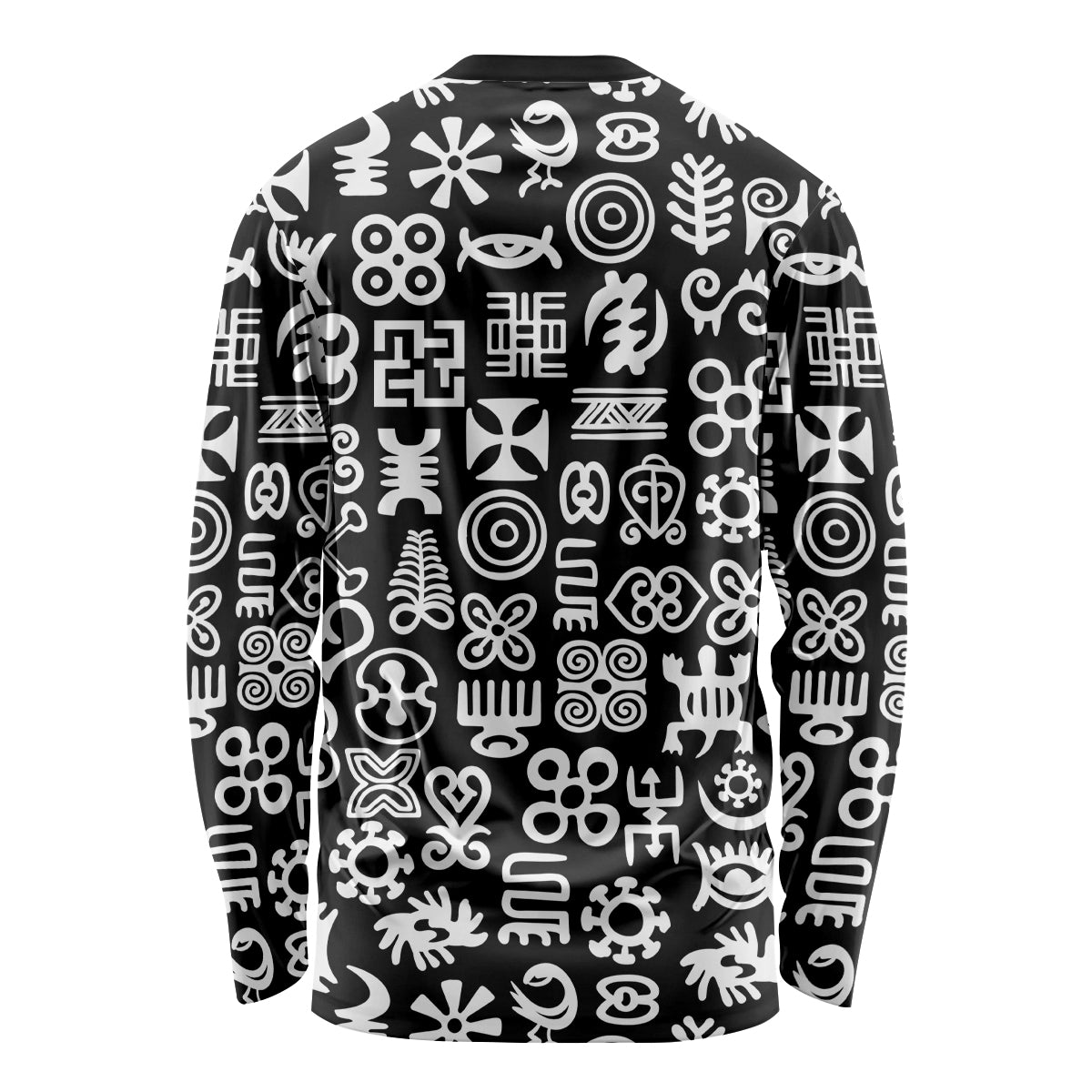 Mix Adinkra Long Sleeve Shirt Black Pattern - Wonder Print Shop