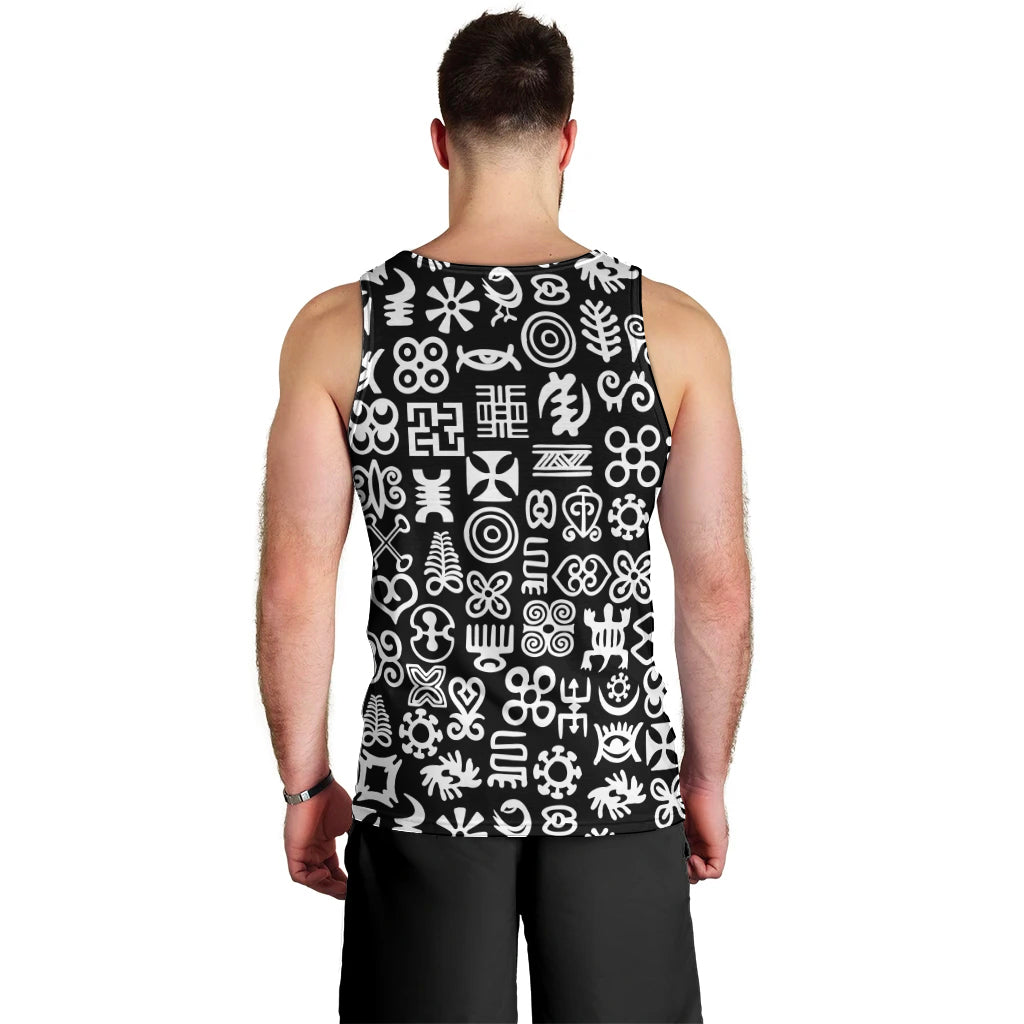 Mix Adinkra Men Tank Top Black Pattern - Wonder Print Shop