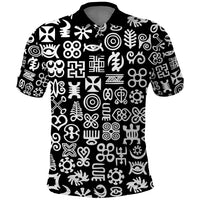 Mix Adinkra Polo Shirt Black Pattern - Wonder Print Shop