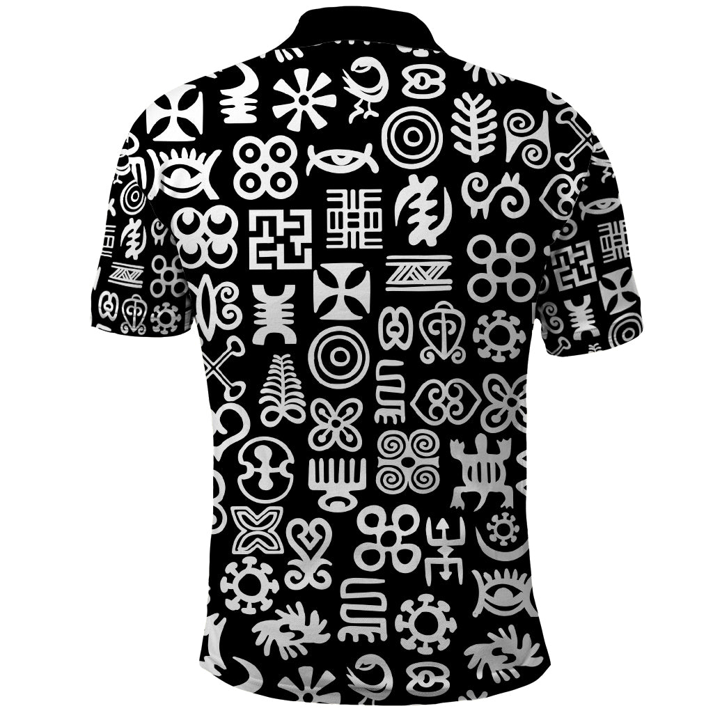 Mix Adinkra Polo Shirt Black Pattern - Wonder Print Shop