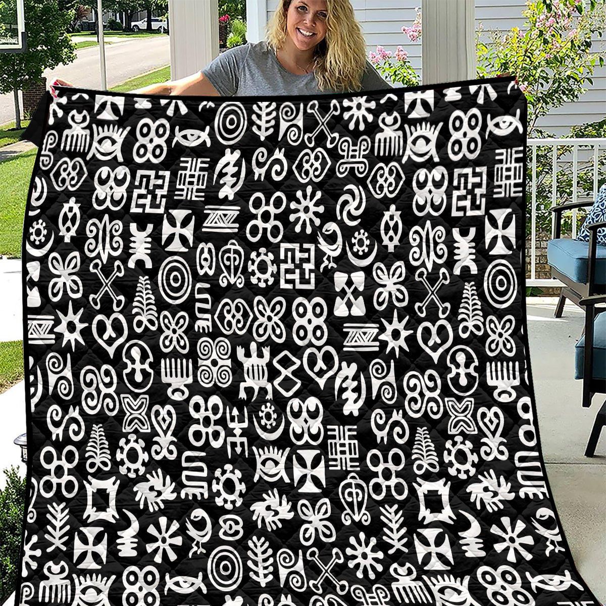 Mix Adinkra Quilt Black Pattern - Wonder Print Shop
