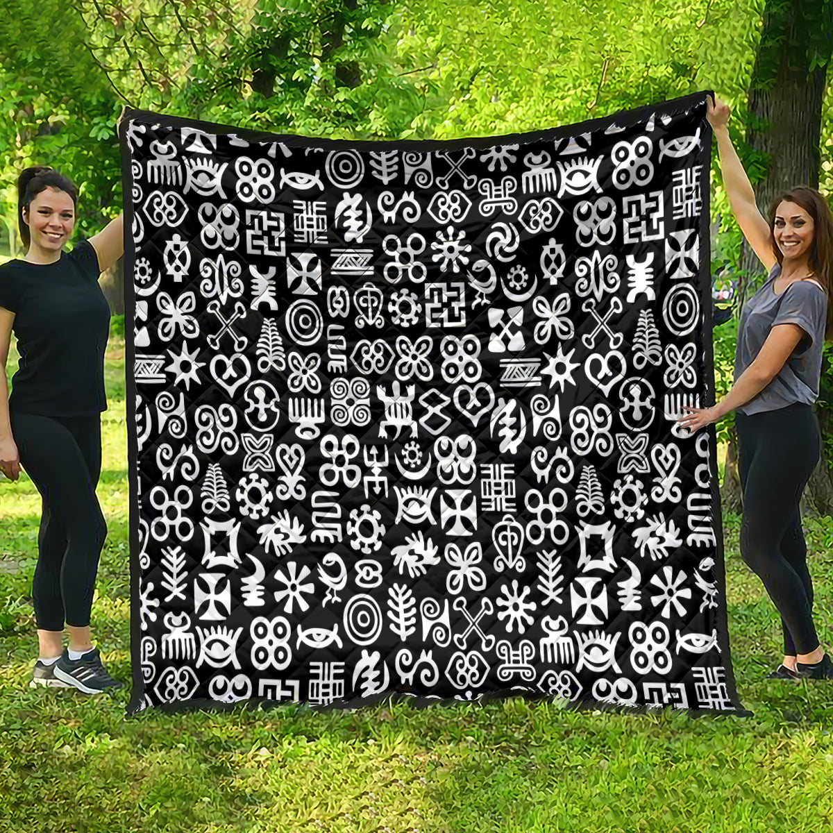Mix Adinkra Quilt Black Pattern - Wonder Print Shop