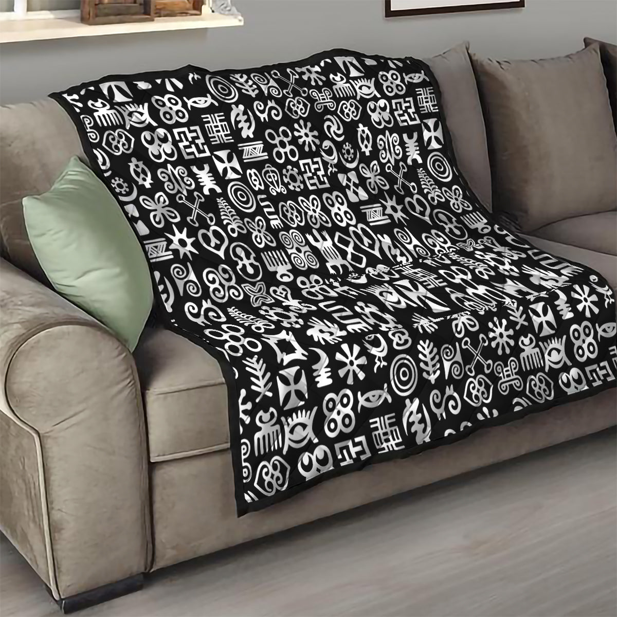 Mix Adinkra Quilt Black Pattern - Wonder Print Shop