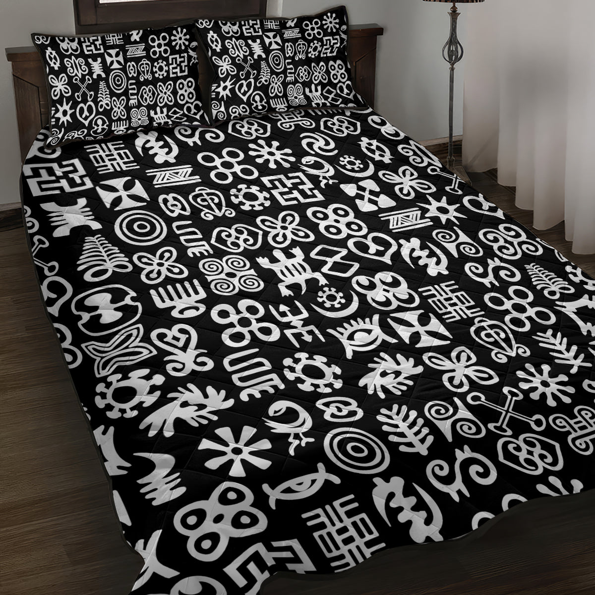 Mix Adinkra Quilt Bed Set Black Pattern - Wonder Print Shop