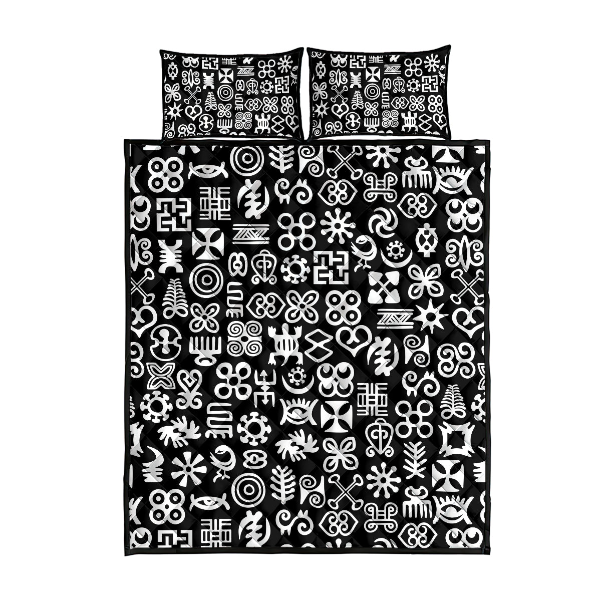 Mix Adinkra Quilt Bed Set Black Pattern - Wonder Print Shop