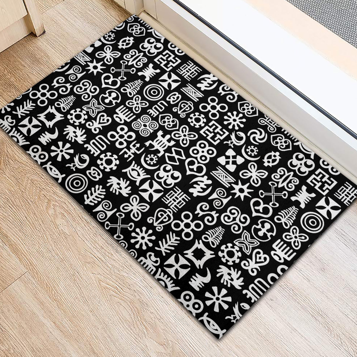 Mix Adinkra Rubber Doormat Black Pattern - Wonder Print Shop
