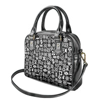 Mix Adinkra Shoulder Handbag Black Pattern