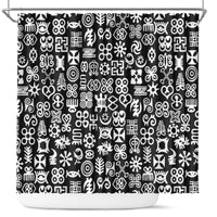 Mix Adinkra Shower Curtain Black Pattern