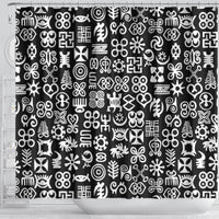 Mix Adinkra Shower Curtain Black Pattern