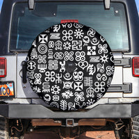 Mix Adinkra Spare Tire Cover Black Pattern - Wonder Print Shop
