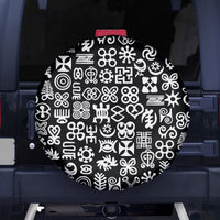 Mix Adinkra Spare Tire Cover Black Pattern - Wonder Print Shop