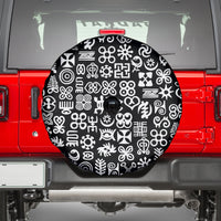 Mix Adinkra Spare Tire Cover Black Pattern - Wonder Print Shop