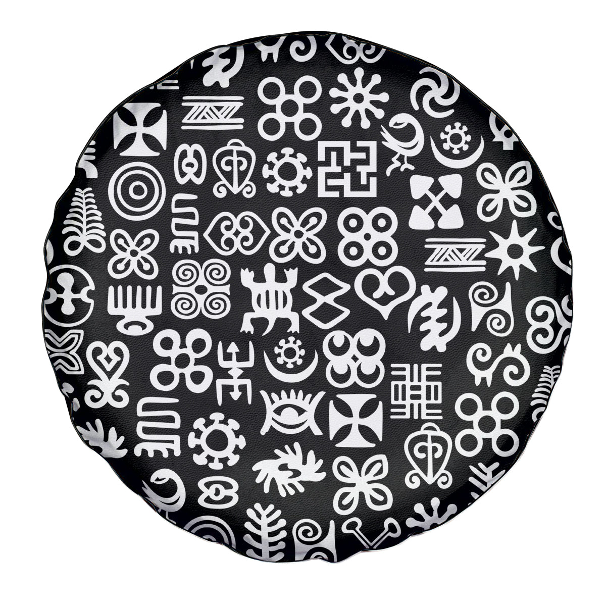 Mix Adinkra Spare Tire Cover Black Pattern - Wonder Print Shop
