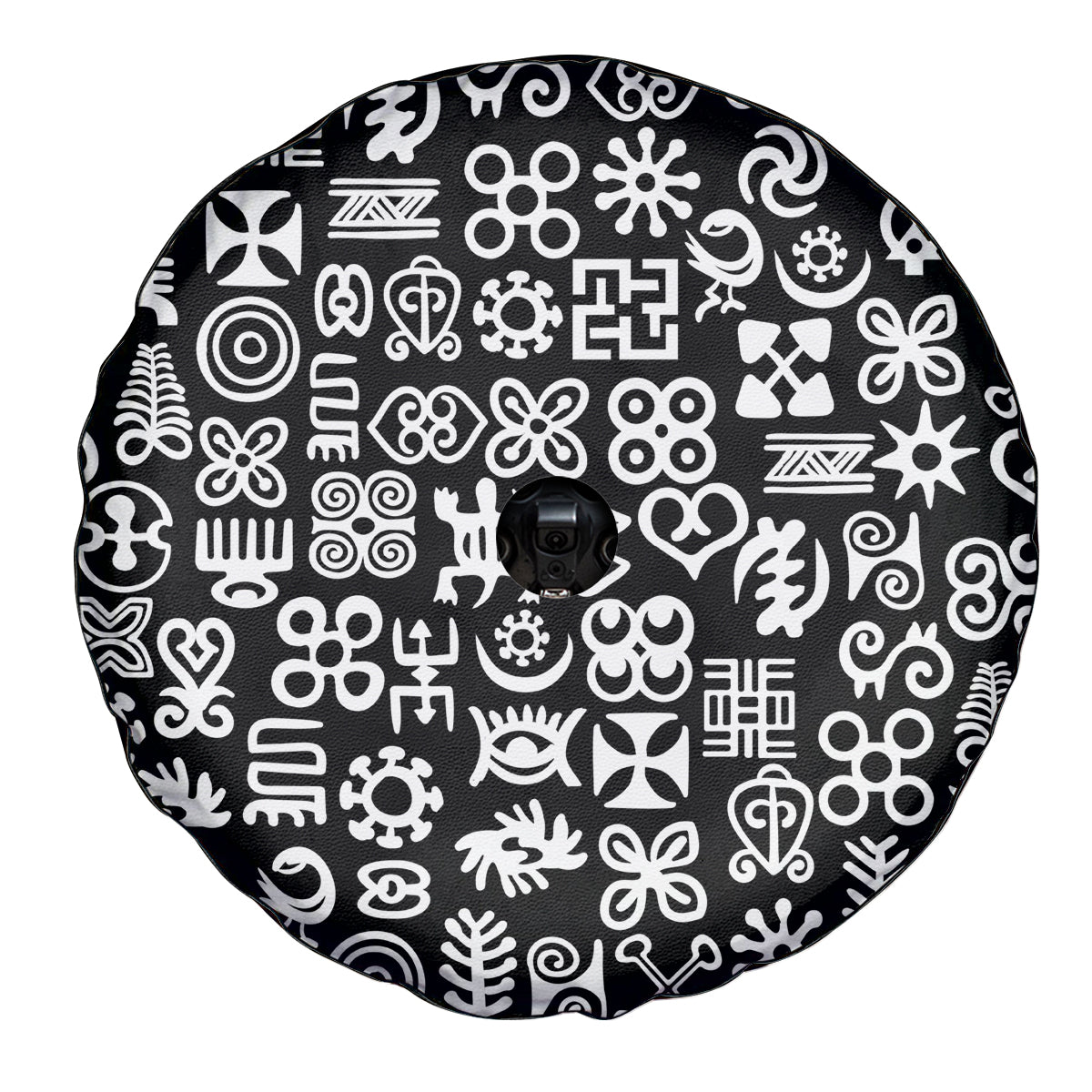 Mix Adinkra Spare Tire Cover Black Pattern - Wonder Print Shop