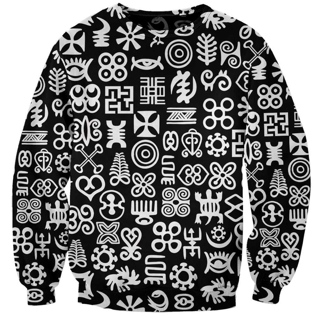 Mix Adinkra Sweatshirt Black Pattern - Wonder Print Shop