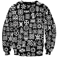 Mix Adinkra Sweatshirt Black Pattern - Wonder Print Shop