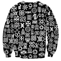 Mix Adinkra Sweatshirt Black Pattern - Wonder Print Shop