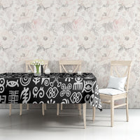 Mix Adinkra Tablecloth Black Pattern - Wonder Print Shop
