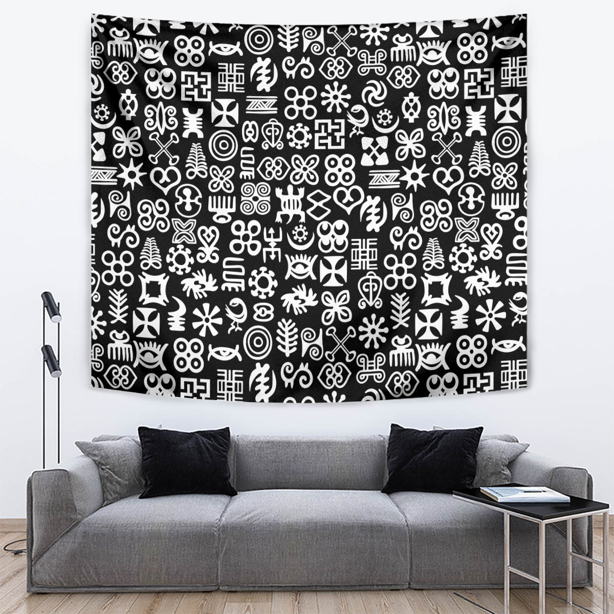 Mix Adinkra Tapestry Black Pattern - Wonder Print Shop