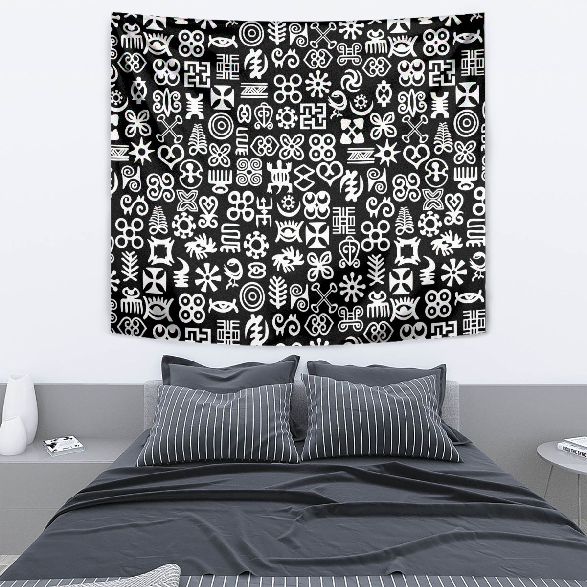 Mix Adinkra Tapestry Black Pattern - Wonder Print Shop