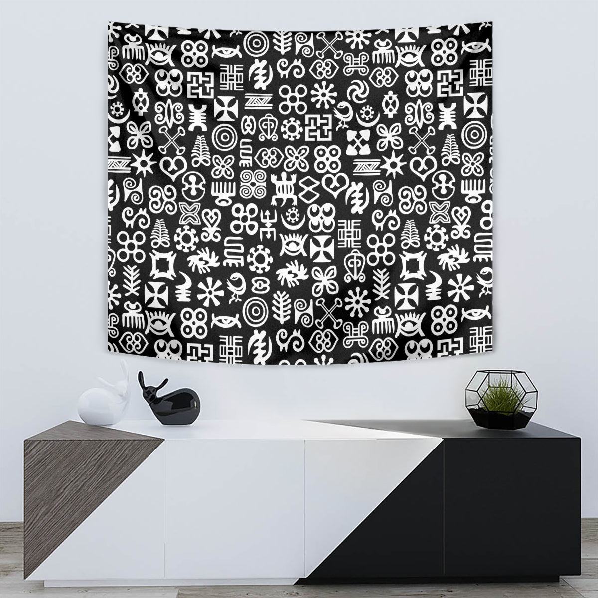 Mix Adinkra Tapestry Black Pattern - Wonder Print Shop