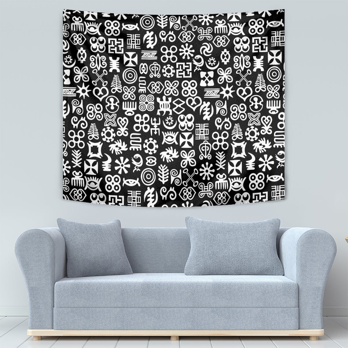 Mix Adinkra Tapestry Black Pattern - Wonder Print Shop