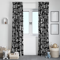 Mix Adinkra Window Curtain Black Pattern - Wonder Print Shop