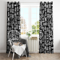 Mix Adinkra Window Curtain Black Pattern - Wonder Print Shop