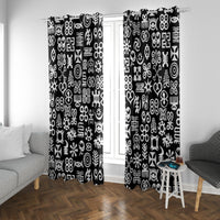 Mix Adinkra Window Curtain Black Pattern - Wonder Print Shop