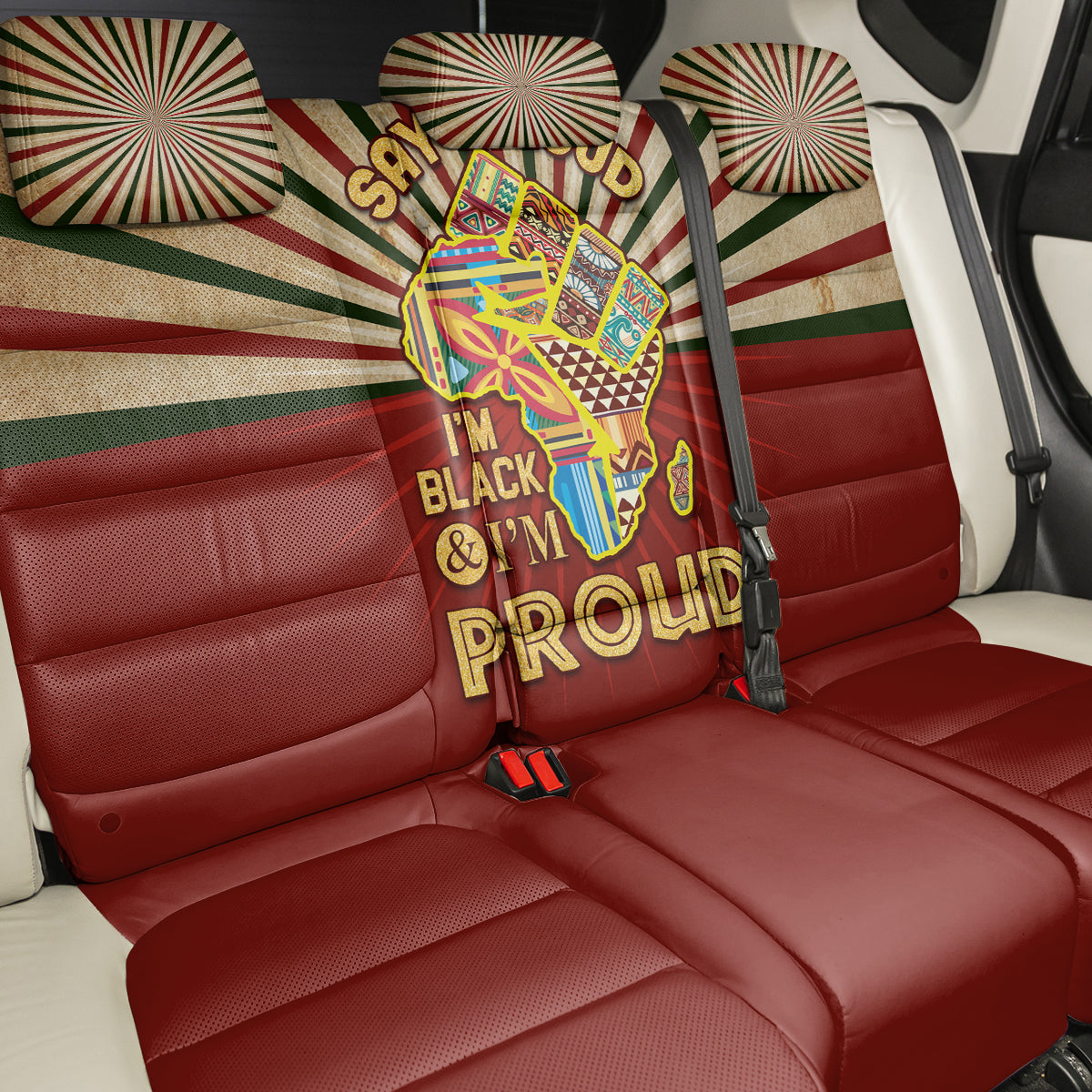 I'm Black and I'm Proud African Back Car Seat Cover Hand Up Africa Map Art - Wonder Print Shop