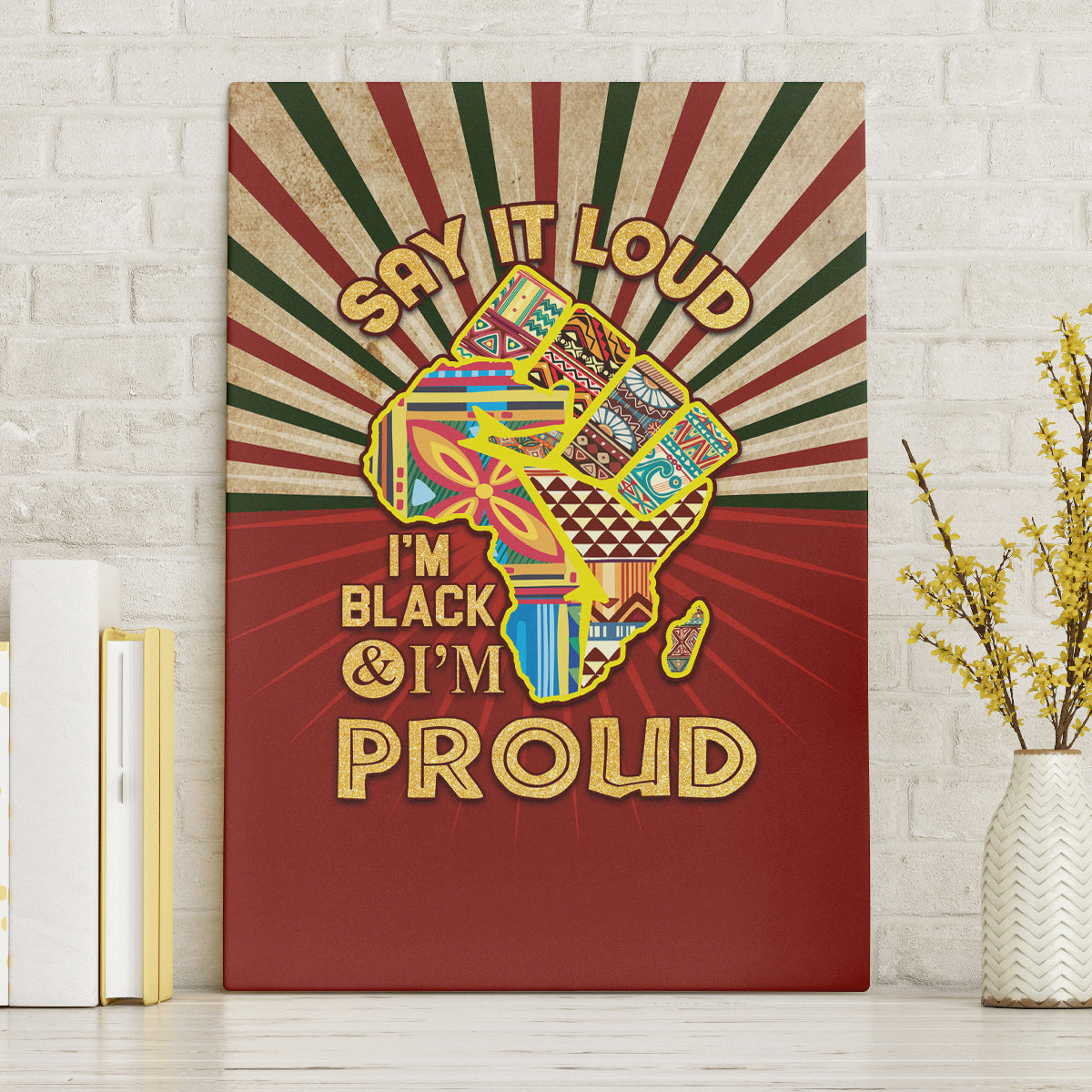 I'm Black and I'm Proud African Canvas Wall Art Hand Up Africa Map Art - Wonder Print Shop