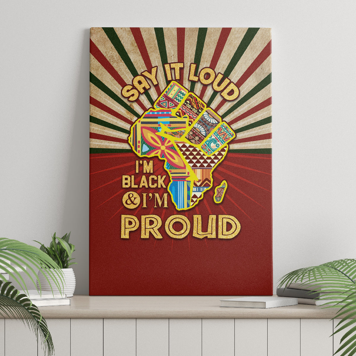 I'm Black and I'm Proud African Canvas Wall Art Hand Up Africa Map Art - Wonder Print Shop