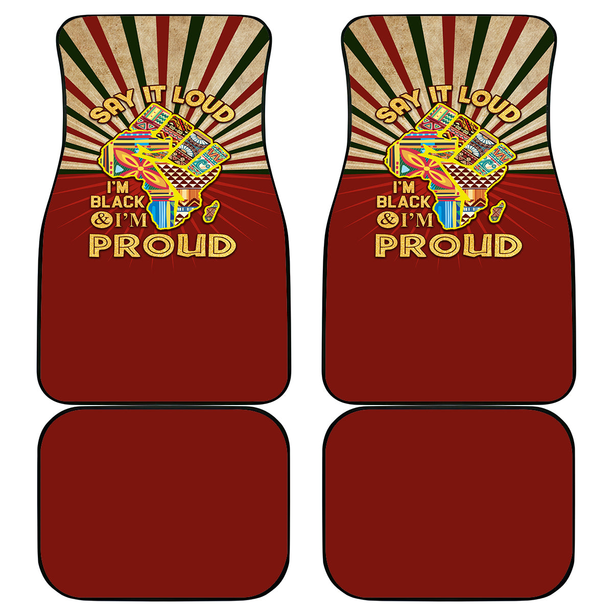 I'm Black and I'm Proud African Car Mats Hand Up Africa Map Art - Wonder Print Shop
