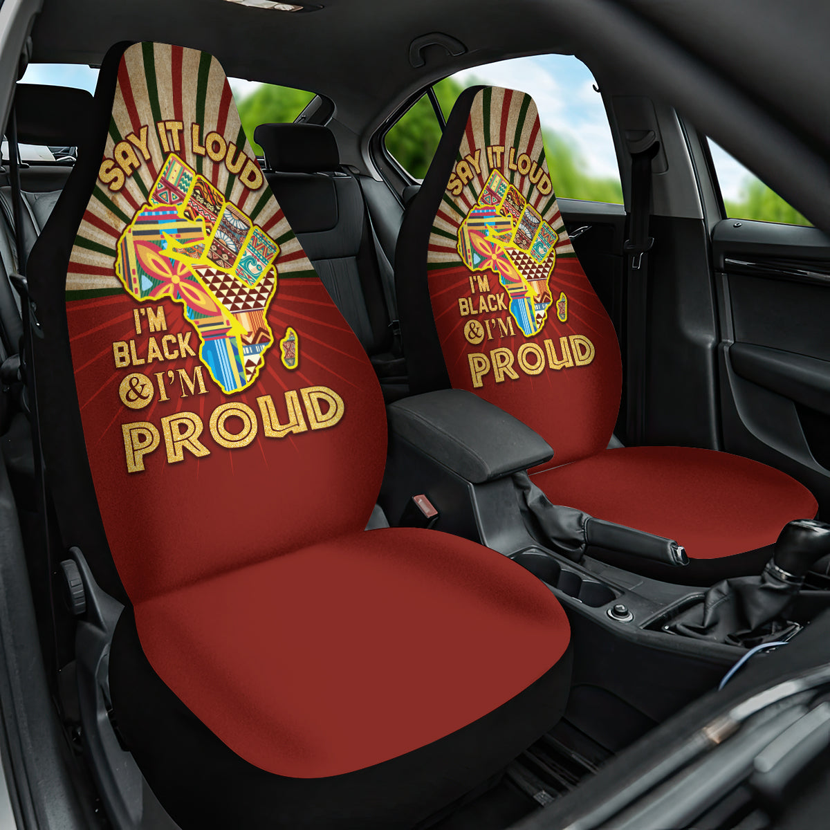 I'm Black and I'm Proud African Car Seat Cover Hand Up Africa Map Art - Wonder Print Shop