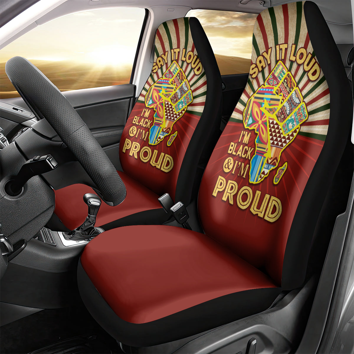 I'm Black and I'm Proud African Car Seat Cover Hand Up Africa Map Art - Wonder Print Shop