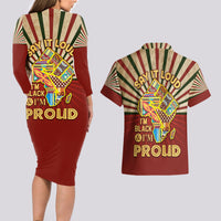 I'm Black and I'm Proud African Couples Matching Long Sleeve Bodycon Dress and Hawaiian Shirt Hand Up Africa Map Art - Wonder Print Shop