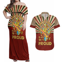 I'm Black and I'm Proud African Couples Matching Off Shoulder Maxi Dress and Hawaiian Shirt Hand Up Africa Map Art - Wonder Print Shop