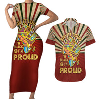 I'm Black and I'm Proud African Couples Matching Short Sleeve Bodycon Dress and Hawaiian Shirt Hand Up Africa Map Art - Wonder Print Shop