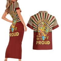 I'm Black and I'm Proud African Couples Matching Short Sleeve Bodycon Dress and Hawaiian Shirt Hand Up Africa Map Art - Wonder Print Shop