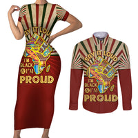 I'm Black and I'm Proud African Couples Matching Short Sleeve Bodycon Dress and Long Sleeve Button Shirt Hand Up Africa Map Art - Wonder Print Shop