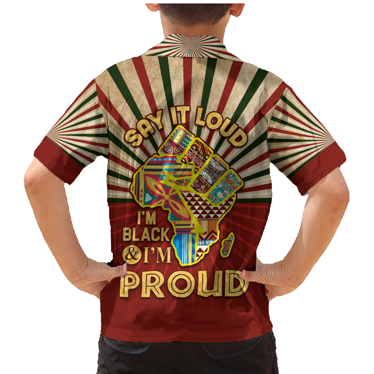 I'm Black and I'm Proud African Family Matching Mermaid Dress and Hawaiian Shirt Hand Up Africa Map Art - Wonder Print Shop