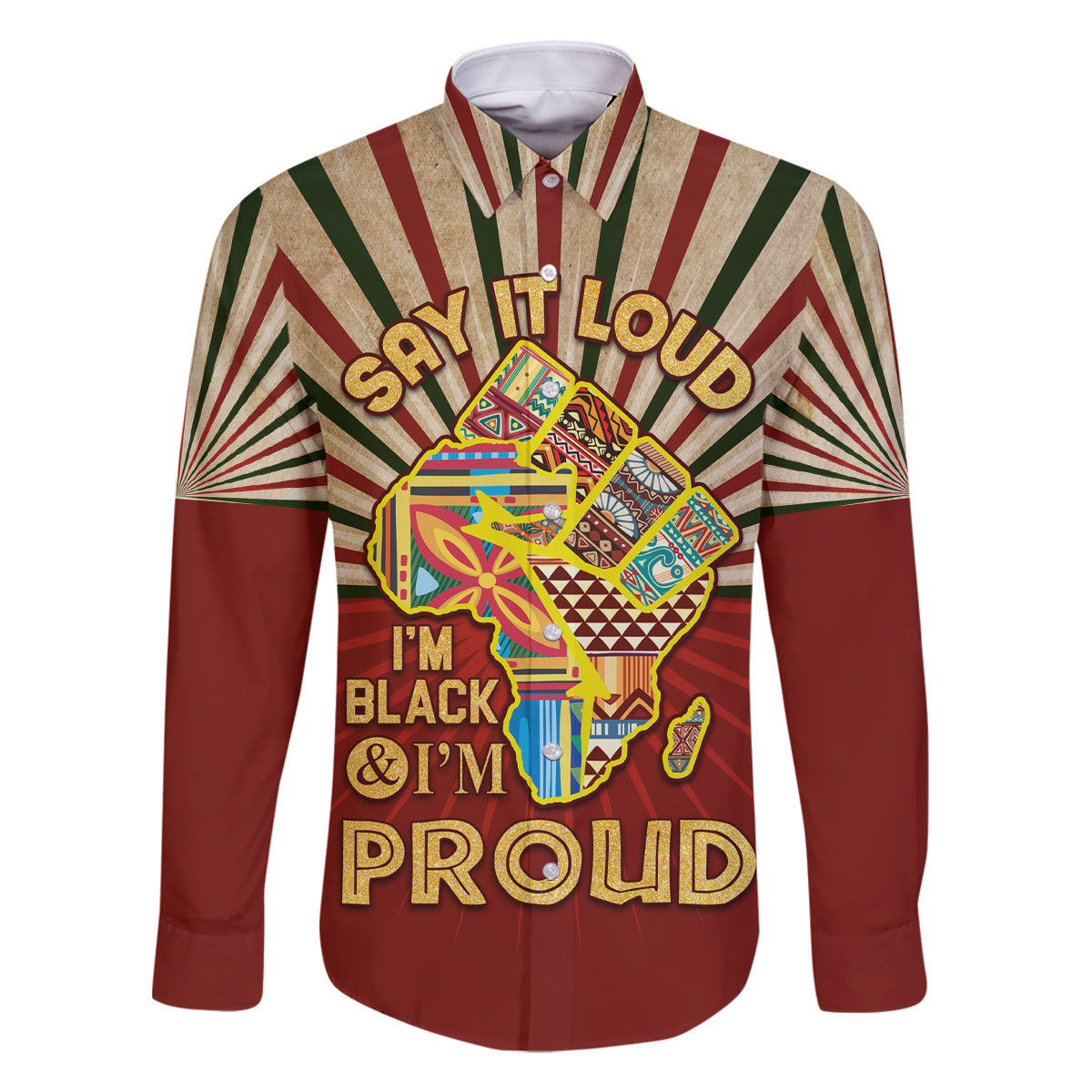 I'm Black and I'm Proud African Family Matching Off Shoulder Short Dress and Hawaiian Shirt Hand Up Africa Map Art - Wonder Print Shop