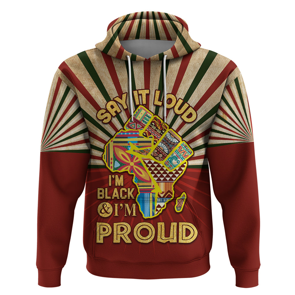 I'm Black and I'm Proud African Hoodie Hand Up Africa Map Art