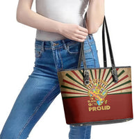 I'm Black and I'm Proud African Leather Tote Bag Hand Up Africa Map Art - Wonder Print Shop